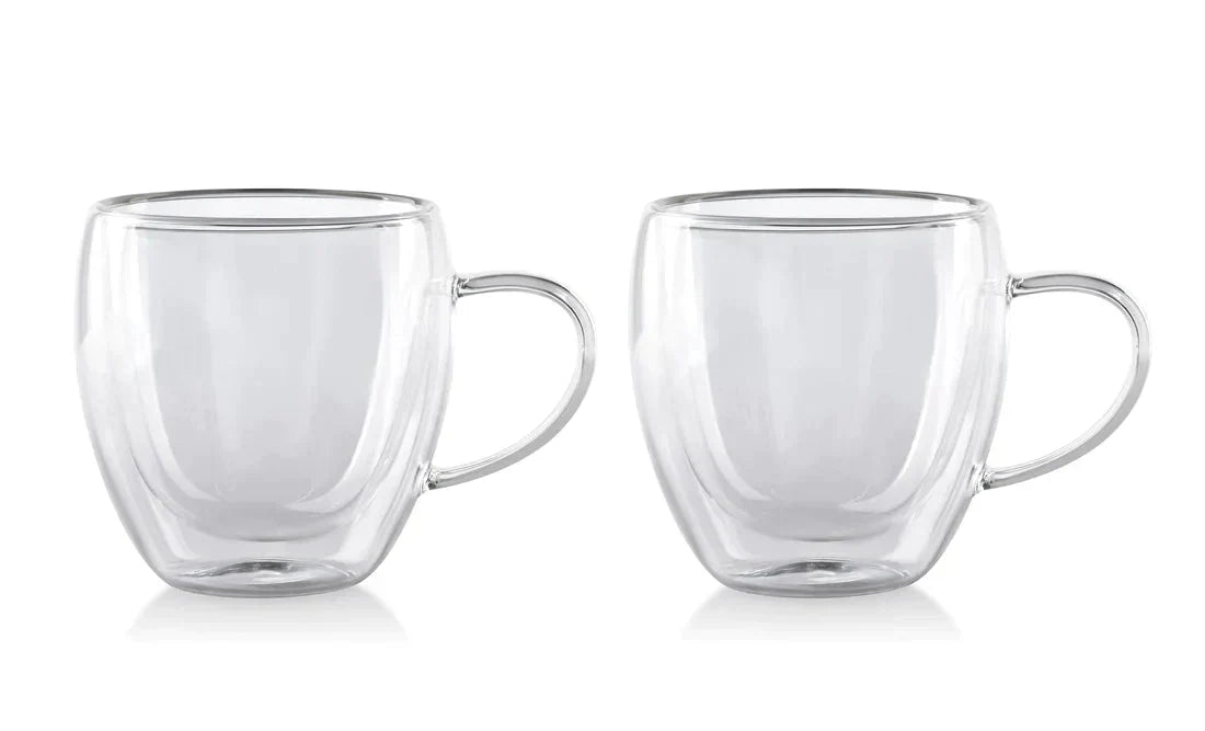 Cheffinger Dubbelwandige Glazen met Oor - 250 ml - Set van 4 - Koffieglazen - Theeglas - Cappuccino Glazen - Latte Macchiato Glazen - TEKZEN
