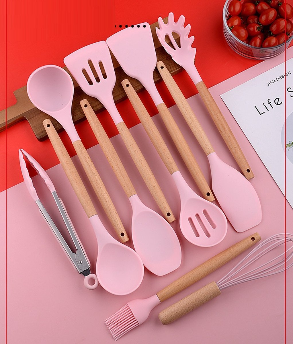 Cheffinger Kookgerei Set met Houder - 12 - delig - Keukengerei Set - TEKZEN