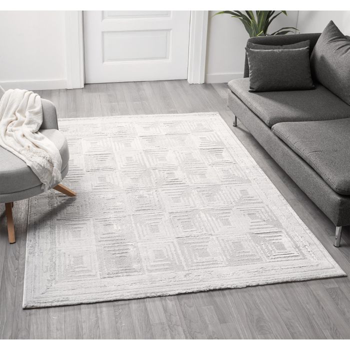 Cinar Carpets Liva D761A - Vloerkleed Lichtgrijs - 13 mm