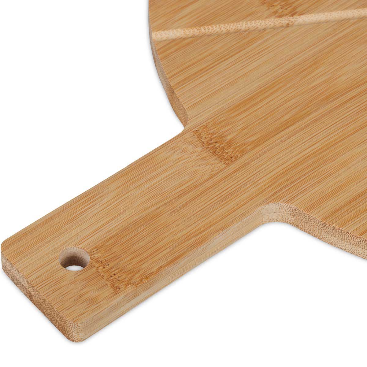 Kadirelli Pizzaplank met Pizzasnijder – Bamboe – 34 cm – Serveerplank met Handvat - TEKZEN