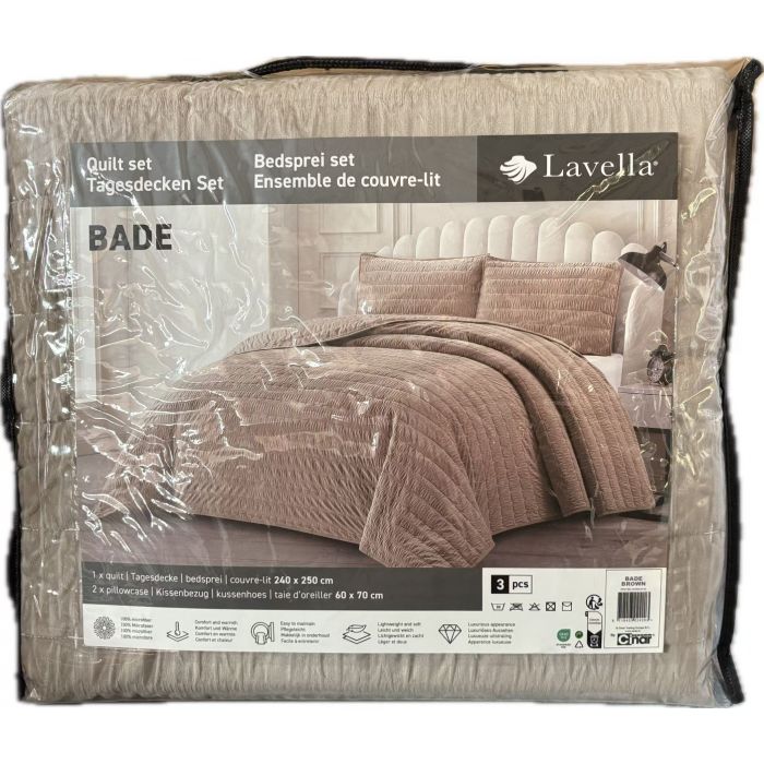 Lavella Bade Bedsprei Set 3-delig, Bruin, 250x240cm – foto 4
