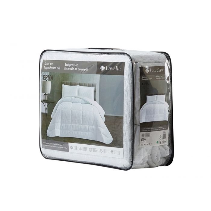 Lavella Erva Bedsprei Set 3-delig, Wit, 260x240cm – foto 3