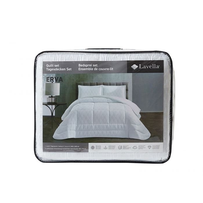 Lavella Erva Bedsprei Set 3-delig, Wit, 260x240cm – foto 4