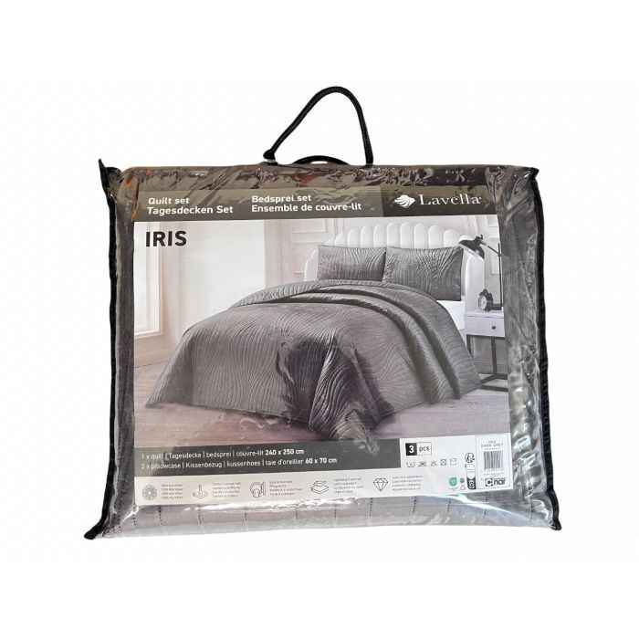 Lavella Iris Bedsprei Set 3-delig, Grijs, 250x240cm – foto 4