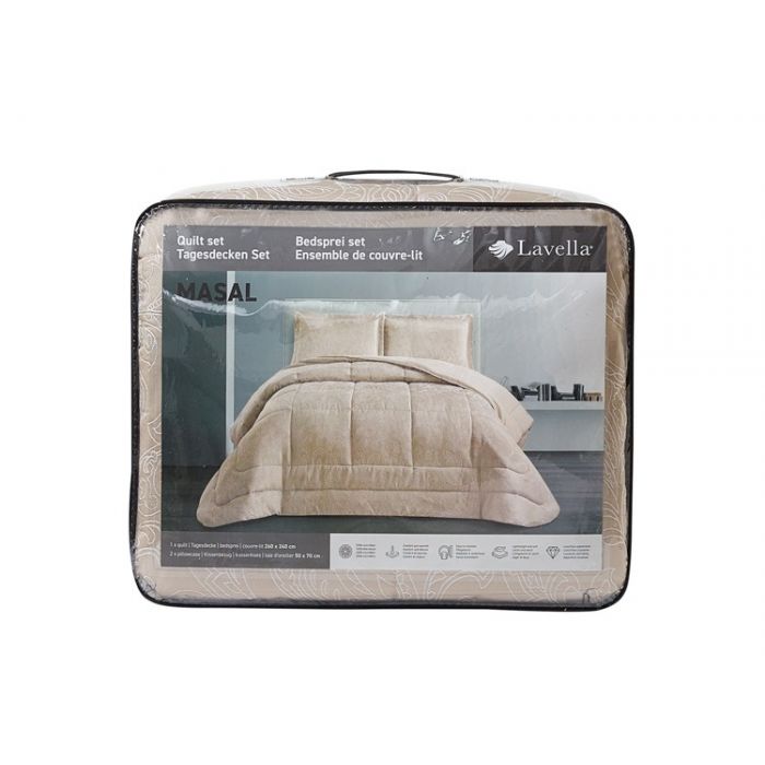 Lavella Masal Bedsprei Set 3-delig, Beige, 260x240cm – foto 3