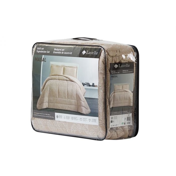 Lavella Masal Bedsprei Set 3-delig, Beige, 260x240cm – foto 4