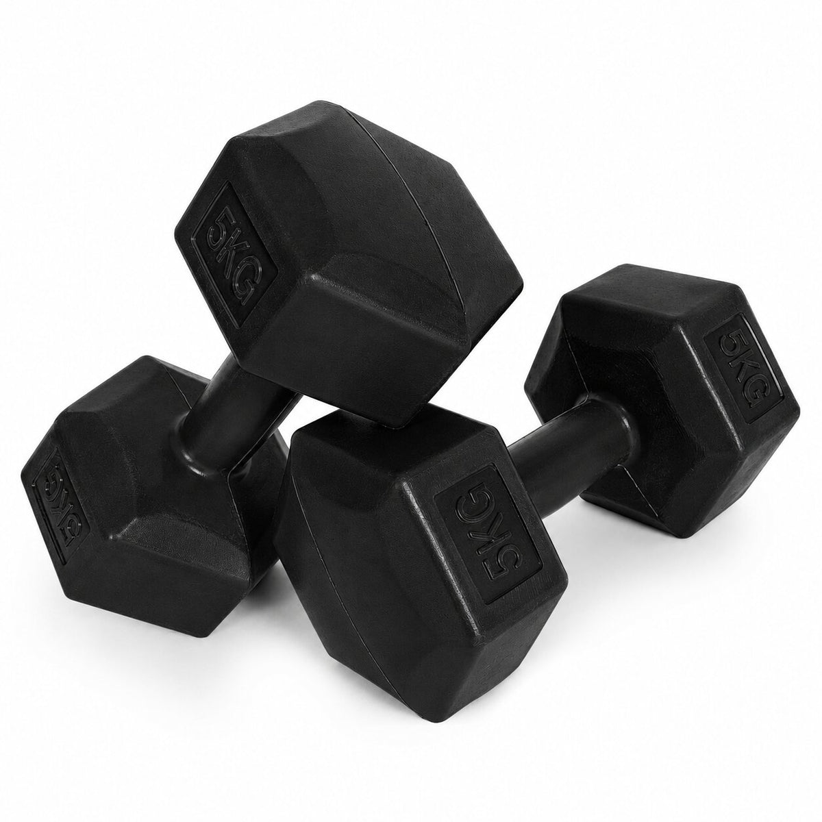 MovePro hex dumbbellset 2 × 5 kg zwart – set van twee dumbbells